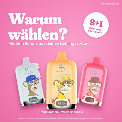 RandM Tornado 12000 Banana Ice – Mix-Bundle: 8 Sorten + 1 gratis