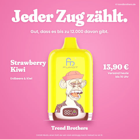 RandM Tornado 12000 Strawberry Kiwi – Jeder Zug zählt – bis zu 12.000 Züge