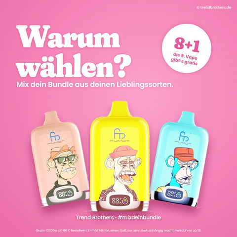 RandM Tornado 12000 Strawberry Kiwi – Mix-Bundle: 8 Sorten + 1 gratis