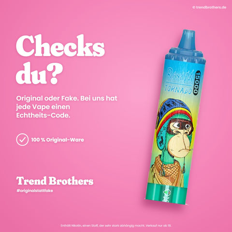 RandM Tornado 15000 Blue Razz Lemonade – Checks du? 100 % Original-Ware mit Echtheits-Code bei Trend Brothers