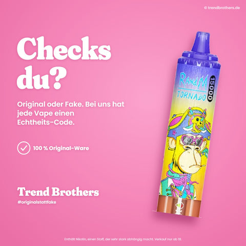 RandM Tornado 15000 Cola Ice – Checks du? 100 % Original-Ware mit Echtheits-Code bei Trend Brothers