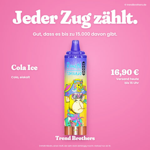 RandM Tornado 15000 Cola Ice – Jeder Zug zählt – bis zu 15.000 Züge