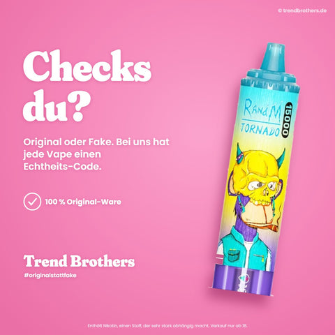 RandM Tornado 15000 Grape Ice – Checks du? 100 % Original-Ware mit Echtheits-Code bei Trend Brothers