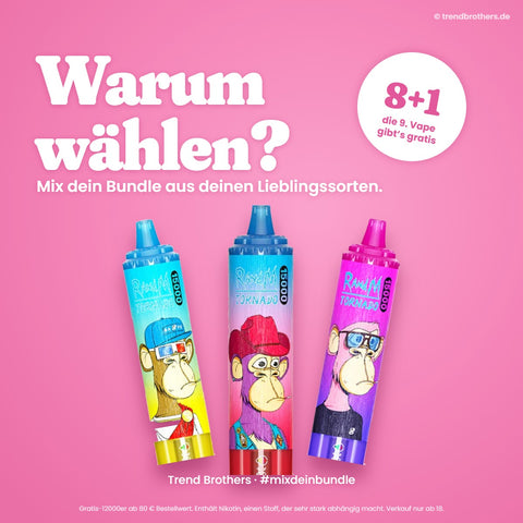 RandM Tornado 15000 Gummy Bear – Mix-Bundle: 8 Sorten + 1 gratis