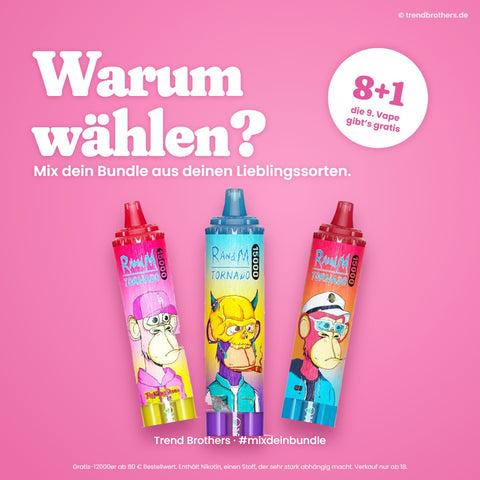 RandM Tornado 15000 Ice Tea Lemon Ice – Mix-Bundle: 8 Sorten + 1 gratis