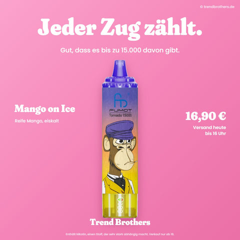 RandM Tornado 15000 Mango on Ice – Jeder Zug zählt – bis zu 15.000 Züge