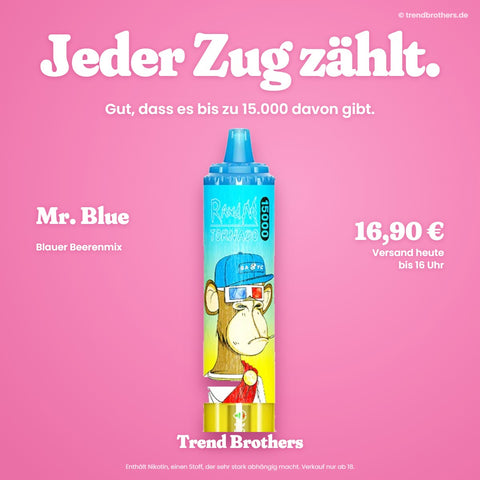 RandM Tornado 15000 Mr. Blue – Jeder Zug zählt – bis zu 15.000 Züge