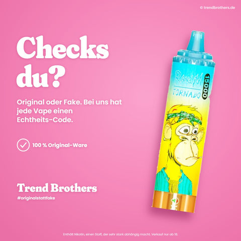 RandM Tornado 15000 Peach Mango – Checks du? 100 % Original-Ware mit Echtheits-Code bei Trend Brothers