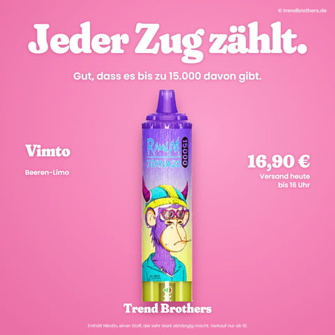 RandM Tornado 15000 Vimto – Jeder Zug zählt – bis zu 15.000 Züge